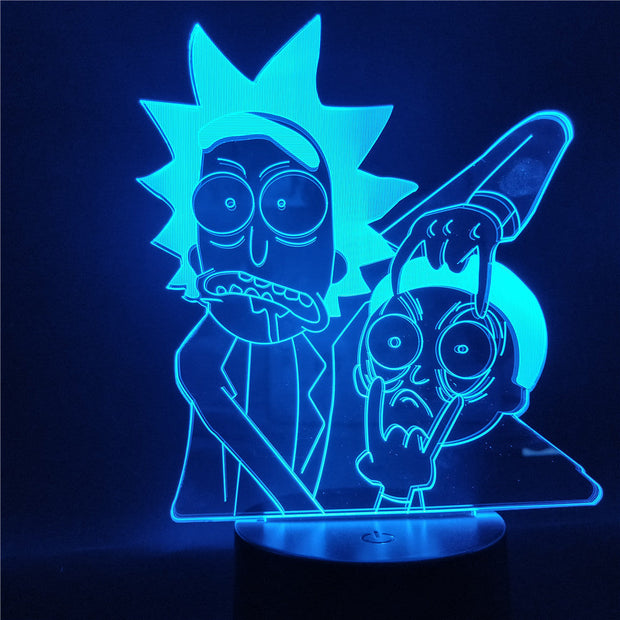 Rick and Morty Cartoon 3d LED Night Light Children Night Lamp with 7/16 Colors Change LED Table Lamp for Bedroom Xmas Gift