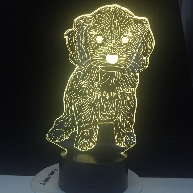 Dog 7 Colors 3D Lamp Changing Night Light Touch Remote Base Gifts For Children Bedroom Decor Acrylic Plate Support USB Charging