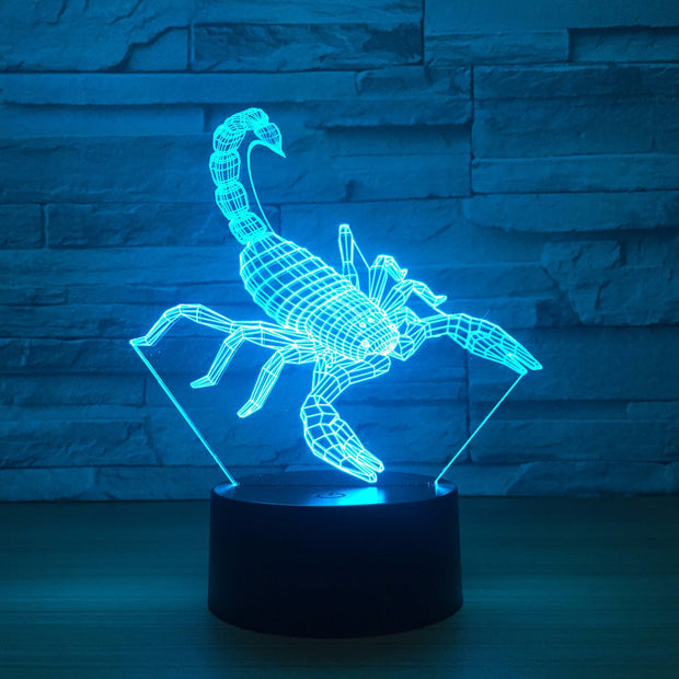 Scorpion 3D LED lamp 7 Colors RGBW Home Decor Atmosphere LED Night light USB LED Unique Special Decor Light for Drop Shipping
