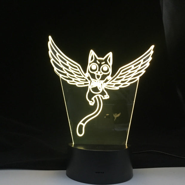 Fairy Tail Cat Happy Fly Figure 3d Led Night Light for Kids Bedroom Decor Led Touch Sensor Color Changing Desk Anime Gift