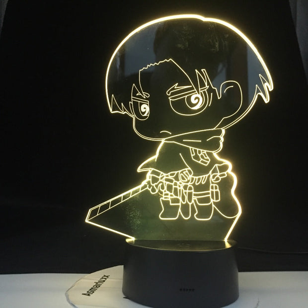 Levi Ackerman Cartoon Captain 3d Led Night Light for Kids Child Bedroom Decor Nightlight Colorful Table Lamp Attack on Titan