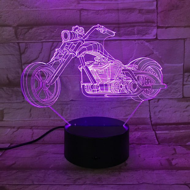 Motor Bike Night Light 7 Colors Changing 3D LED Lamps Big Wheel Racing Motorcycle Portable Lights Friends Kids Birthday Light