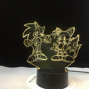 Super Sonic Team 3D Visual Illusion LED Sonic The Hedgehog Night lights Usb Led Light Lamp For Christmas Gift Dropshipping