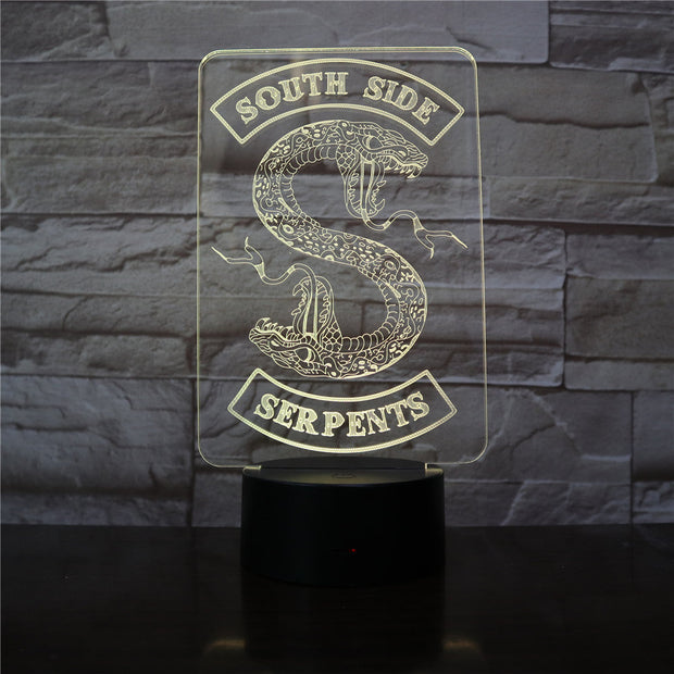 Badges Riverdale Snake Logo 3D LED Night Light Southside Serpents Decor Sign Things Riverdale Accessories Table Lamp Colors Gift