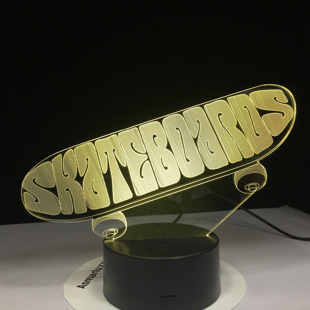 Sporting Skateboard 3D LED USB Lamp Tridimensional Innovative Desktops Downlights RGB controller Mood Touch Remote Decor GX1956