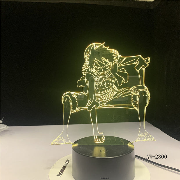 One Piece Luffy Table Lamp 3D LED Touch Switch Night Light Anime USB 7 Colors Atmospheres Decor LED Lighting Decor Gifts AW-2800