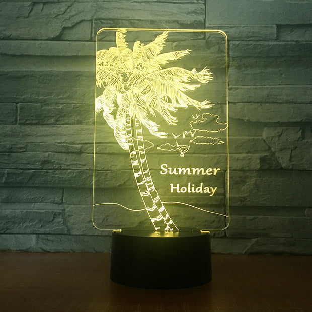 Summer Holiday Coconuts Tree Shape 3d lamp Table Lamp Acrylic Creative Decorations Bedroom Sleeping Nightlight Gift Dropshipping