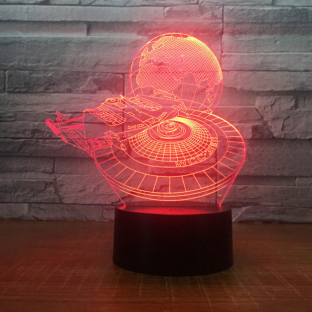 Star Wars Millennium Falcon With Earth 3D LED Lamp Boy Bedroom Night Light Trek Decor Bulbing Kids Toys Child Gift Luminaria