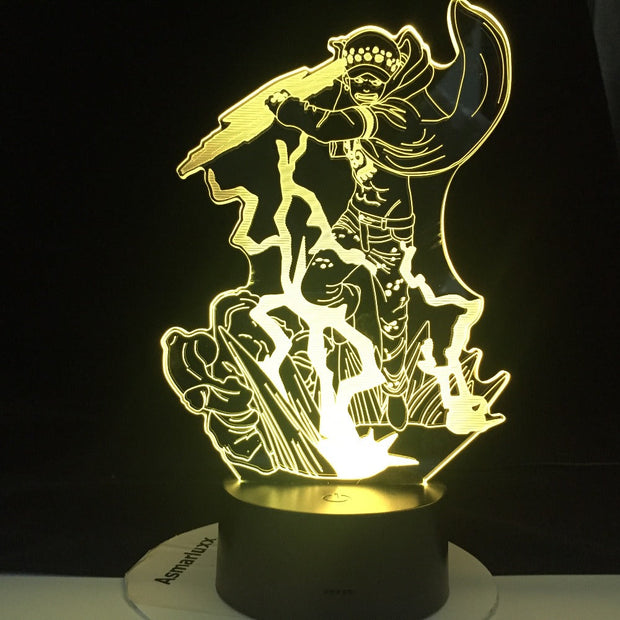 Trafalgar D. Water Law Figure Led ONE PIECE 3d Night Light Lamp Japanese Anime Nightlight for Child Bedroom Decor Lamp Bedside
