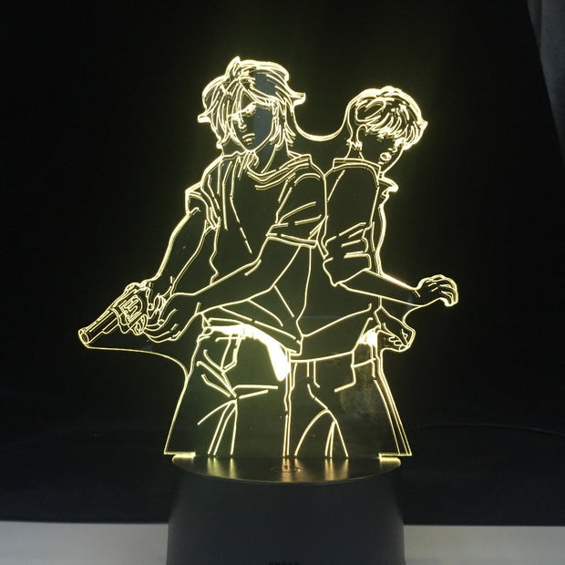 ASH LYNX AND EIJI OKUMURA LED 3d ANIME LAMP BANANA FISH 3D Led 7 Colors Light Japanese Anime Remote Control Base Table Lamp