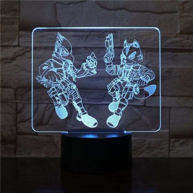 Starfox 3D Game Table Lamp USB Touch Sensor 7 Color Changing Action Figure Fox Decorative Lamp Child Kids Baby Gift Night Light
