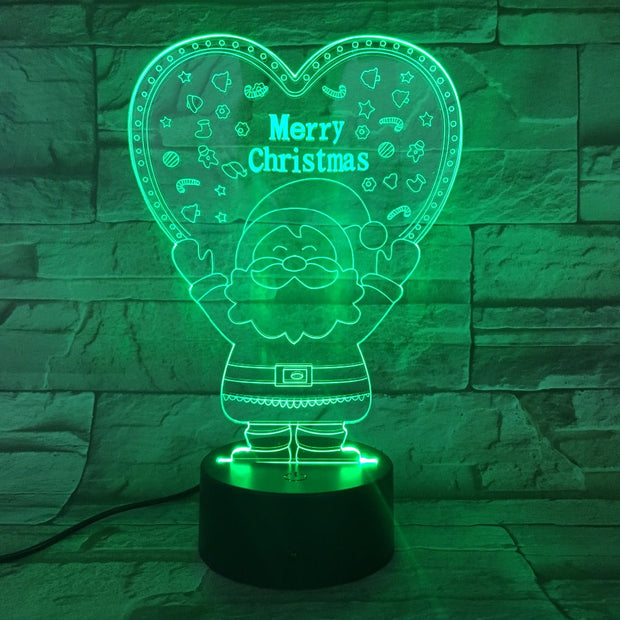 Santa Claus Merry Christmas 3D Effect Lamp LED Table Desk Lamp Home Decor Bedroom Night Light Creative Xmas Gift 7 Colors Touch