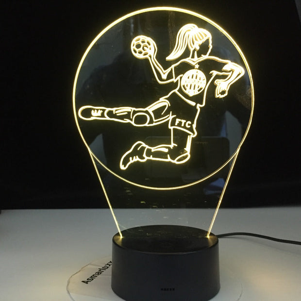 Handball Player Figure 3D LED Night Light USB Children Kids Gift Baby Nightlight Sports Desk lamp Dropshipping Gift