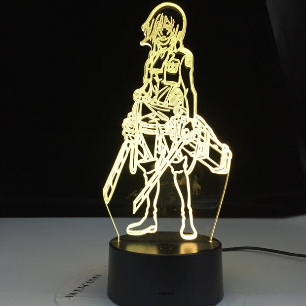 3D Lamp Attack on Titan Mikasa Ackerman Figure Kids Nightlight for Room Decoration Led Color Changing Night Light Anime Gift