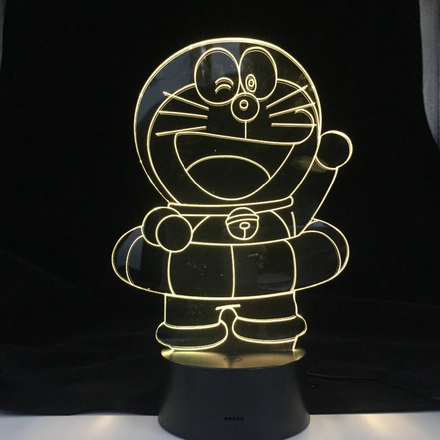 Doraemon 3D Night Light LED Cartoon Lampara Illusion Children Kids Gift Decorative Lights Animal Cat Desk lamp Bedside Decor