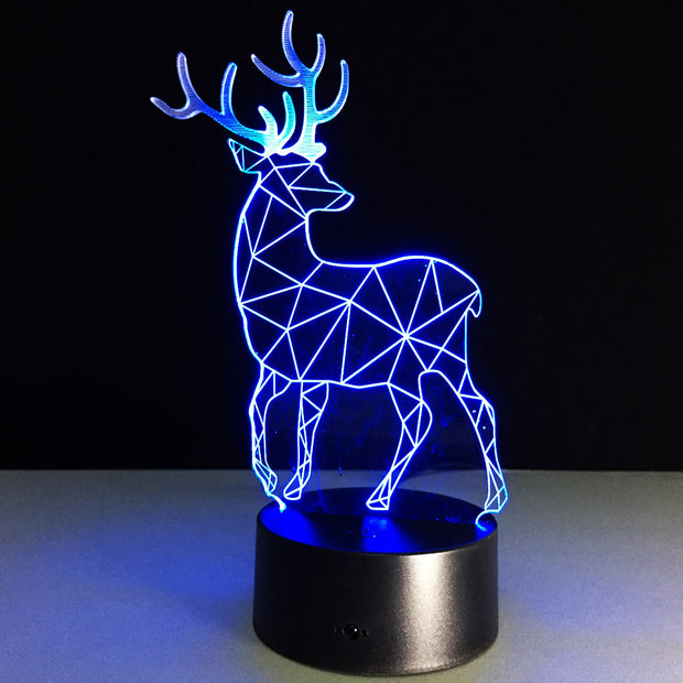 3D Deer Plastic Desk Lamp Table Lights Handcraft LED Night Light Bedroom Christmas Toy 7 Colors Gift USB Plug Drop Shipping