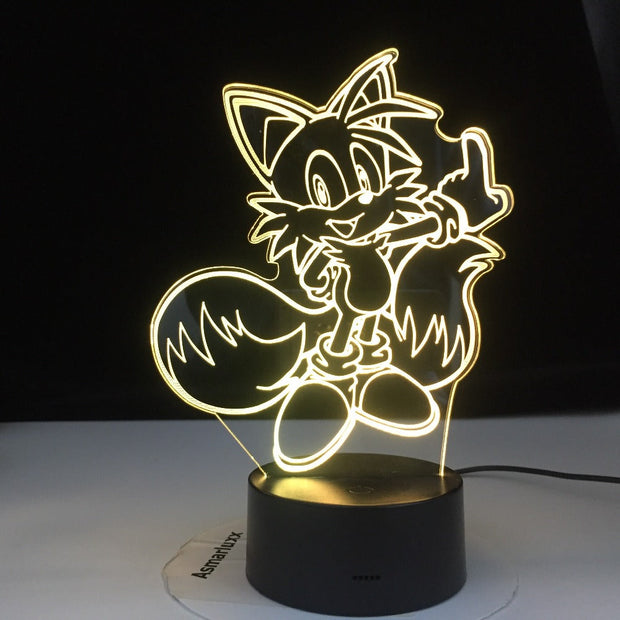 Cartoon Night Light ABS Base With Acrylic Light Borad Optical illusion Sonic the Hedgehog Amine Desk Lamp Dropshipping