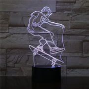 Skateboarding Player Figure 3D LED Visual Lamp for Indoor Room Decor Cool Gift for Kids Child Bedroom Decorative Led Night Light