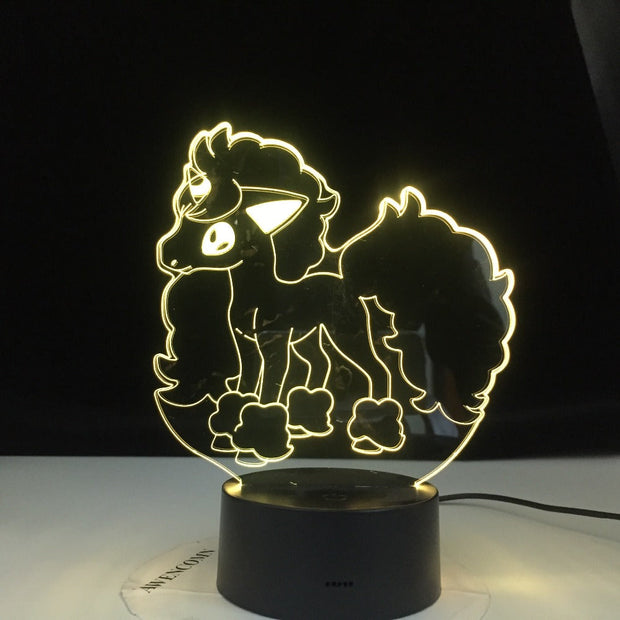 3D Illusion Night Lamp Pokemon Go Galarian Ponyta Figure Nightlight for Girls Bedroom Decor Colorful Kids LED 3D Night Light