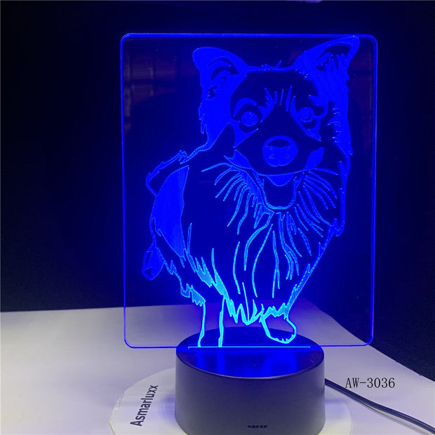 7 Colors Changing Shepherd Modelling Desk Lamp Led 3D Dog Night Light Lampara Decor Usb Baby Sleep Lighting Bedside Gift aw-3036