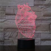 The Heart Shape 3D Lamp Battery Powered 7 Colors with Remote Cool Present for Children Atmosphere Led Night Light Lamp
