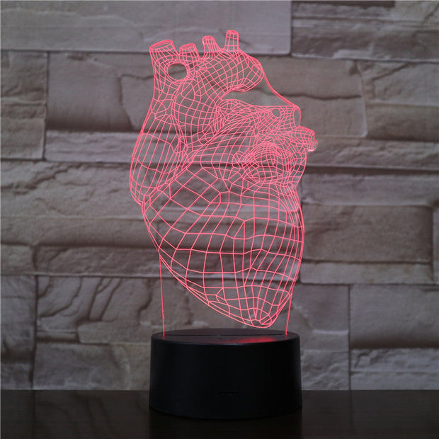 The Heart Shape 3D Lamp Battery Powered 7 Colors with Remote Cool Present for Children Atmosphere Led Night Light Lamp