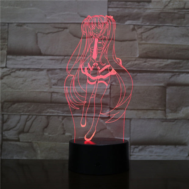 Hatsune Miku Figure USB 3D LED Night Light Multicolor RGB Boys Child Kids Baby Gifts Decorative lights Music Table Lamp Bedside