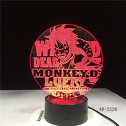 3D Led Vision Anime Luffy Modelling Night Light Usb One Piece Table Lamp 7 Colors Changing Home Decor Light Fixtures AW-3326