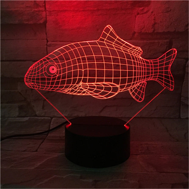 3D Carp Shape Animal 7 Color Changing Night Light Bedroom Bedside Christmas Lamp Light Novelty Fish Lighting 463