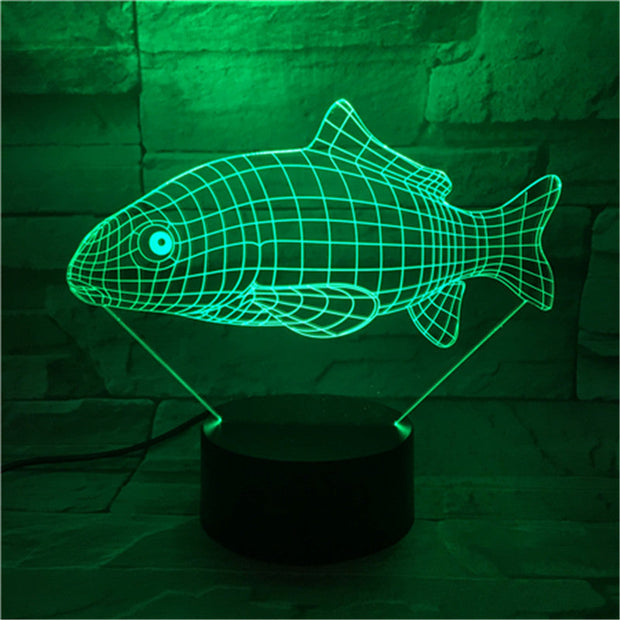 3D Carp Shape Animal 7 Color Changing Night Light Bedroom Bedside Christmas Lamp Light Novelty Fish Lighting 463