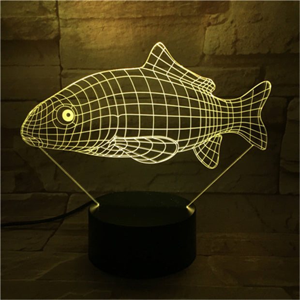 3D Carp Shape Animal 7 Color Changing Night Light Bedroom Bedside Christmas Lamp Light Novelty Fish Lighting 463