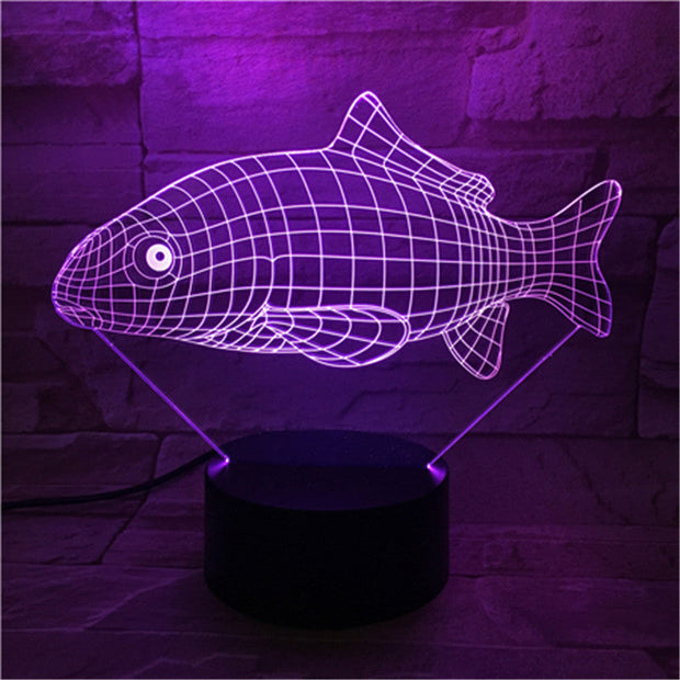 3D Carp Shape Animal 7 Color Changing Night Light Bedroom Bedside Christmas Lamp Light Novelty Fish Lighting 463