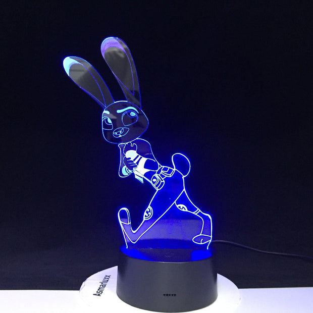 Crazy Animal City Judy Rabbit Night Light for Children Colors Changing Gift Nightlights Cartoon 3D Led Night Light Dropship 515