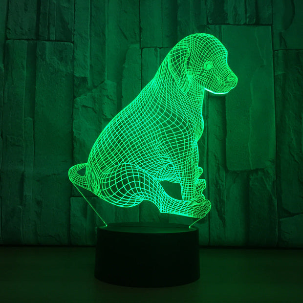 Cute Labrador Dog Lamp 3D Night Light Kids Toy LED 3D Touch Table Lamp 7 Colors Flashing LED Light Christmas Decoration