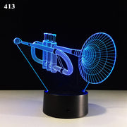 Musical Guitar Drum Set Saxophone Music Notes 3D Night Lamp 7/16 Colors Remote Kids Friends Gift Toys Fashion Decor Dropshipping