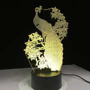 New Launch Elegant Peacock 3D Night Light USB Touch Table Lamp for Kids Gift Optical Illusion Bulb Lamp Bedside Lamp Drop Ship