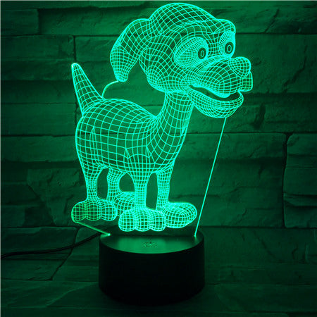 Cartoon 3D Cute Dog Night Lamp 7 Color Change Acrylic Remote Touch Desk Lamp Christmas Decorations For Home 510