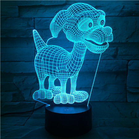 Cartoon 3D Cute Dog Night Lamp 7 Color Change Acrylic Remote Touch Desk Lamp Christmas Decorations For Home 510