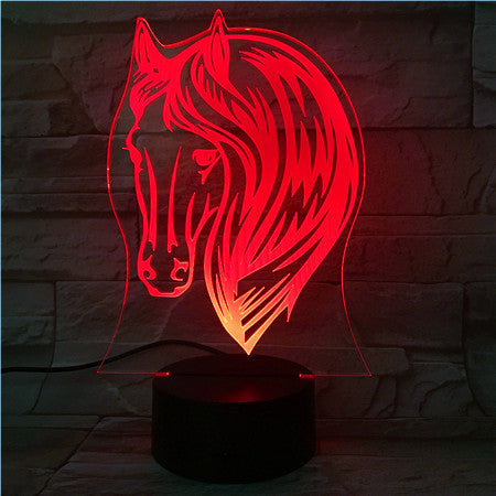 3D Night Lamp Pony Horse 7 Color Change USB Acrylic Small Light Home Atmosphere Lamp For Kids' Toys And Gifts 521
