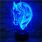 3D Night Lamp Pony Horse 7 Color Change USB Acrylic Small Light Home Atmosphere Lamp For Kids' Toys And Gifts 521