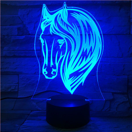 3D Night Lamp Pony Horse 7 Color Change USB Acrylic Small Light Home Atmosphere Lamp For Kids' Toys And Gifts 521