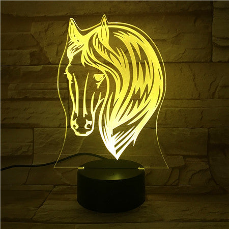 3D Night Lamp Pony Horse 7 Color Change USB Acrylic Small Light Home Atmosphere Lamp For Kids' Toys And Gifts 521