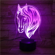 3D Night Lamp Pony Horse 7 Color Change USB Acrylic Small Light Home Atmosphere Lamp For Kids' Toys And Gifts 521
