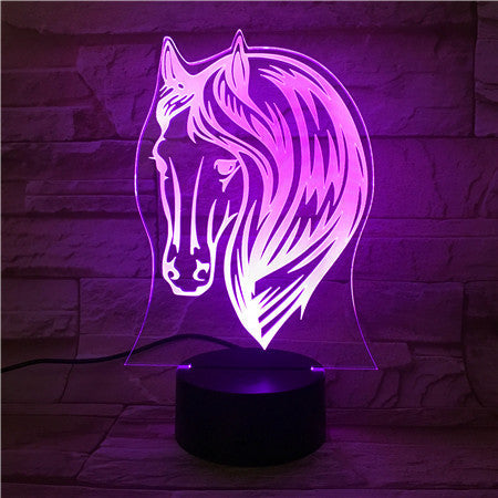 3D Night Lamp Pony Horse 7 Color Change USB Acrylic Small Light Home Atmosphere Lamp For Kids' Toys And Gifts 521