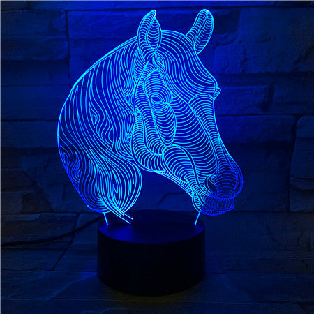 Acrylic Colorful Horse Head Color Changeable 3D LED Touch Remote Control Lamp Novelty Gifts Holiday Home Bedroom Decor 527