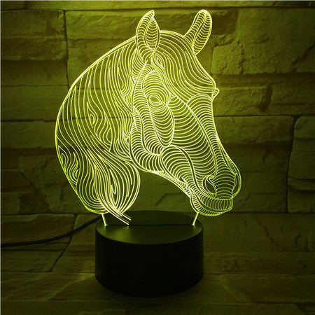 Acrylic Colorful Horse Head Color Changeable 3D LED Touch Remote Control Lamp Novelty Gifts Holiday Home Bedroom Decor 527
