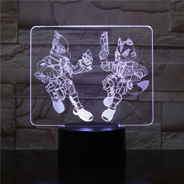 Starfox 3D Game Table Lamp USB Touch Sensor 7 Color Changing Action Figure Fox Decorative Lamp Child Kids Baby Gift Night Light