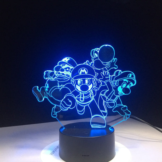 Super Mario Bros Luigi Toad Dragon 3D Desk Table Light Lamp USB Acrylic Super Gift for Children Baby Sleep Lamp Nursery Light