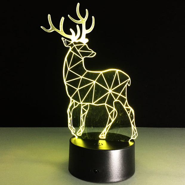 3D Deer Plastic Desk Lamp Table Lights Handcraft LED Night Light Bedroom Christmas Toy 7 Colors Gift USB Plug Drop Shipping