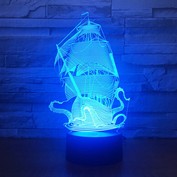 Dragon Boat Ship Design Shape 3d lamp Table Lamp Acrylic Creative Decorations Bedroom Sleeping Nightlight Gift Dropshipping